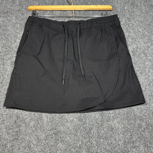 Eddie Bauer Tulip Hem Skort Womens Medium Black Nylon Stretch Pull On Pocket - Picture 1 of 7